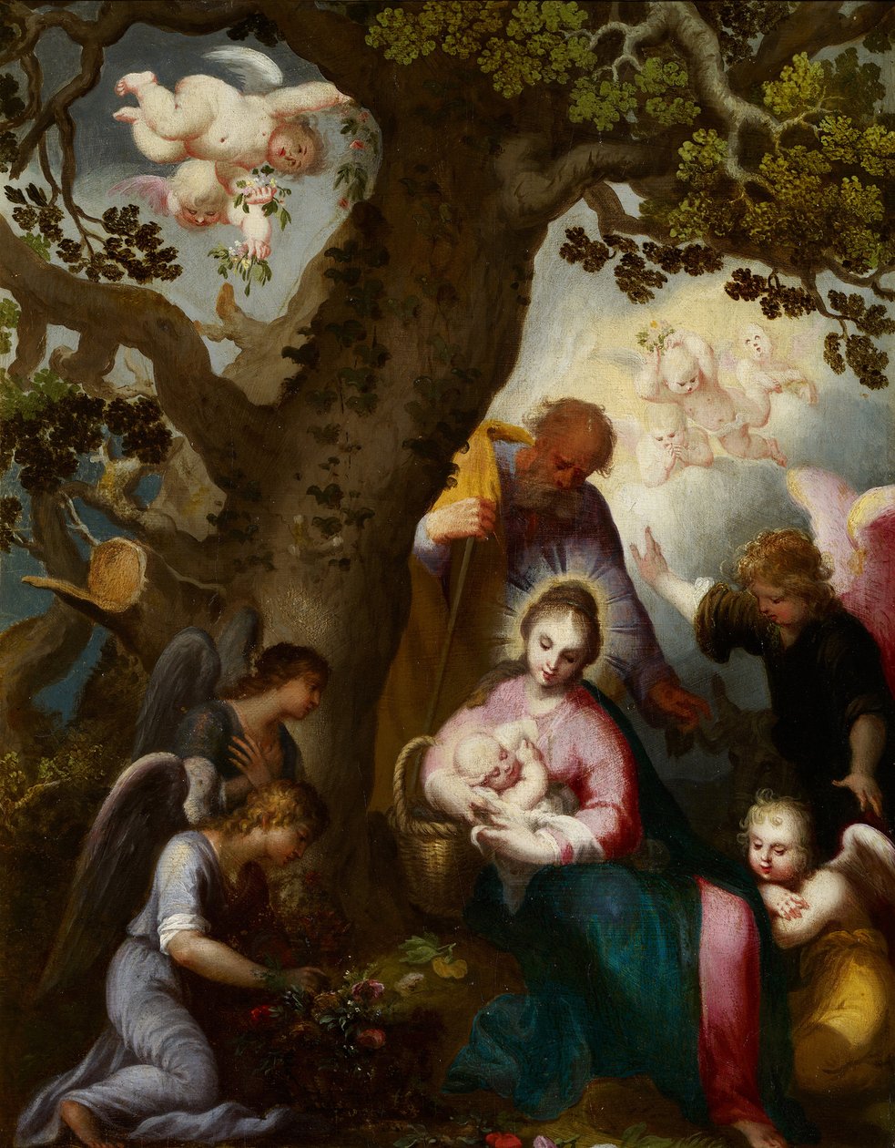 Ucieczka do Egiptu - Bloemaert, Abraham (1566-1651) - Olej na drewnie - 46x35 - Museo Carmen Thyssen, Malaga autorstwa Abraham Bloemaert