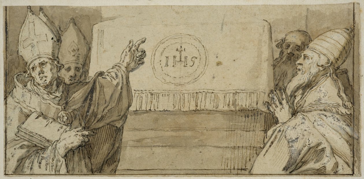 Czterej łacińscy ojcowie Kościoła przed ołtarzem autorstwa Abraham Bloemaert