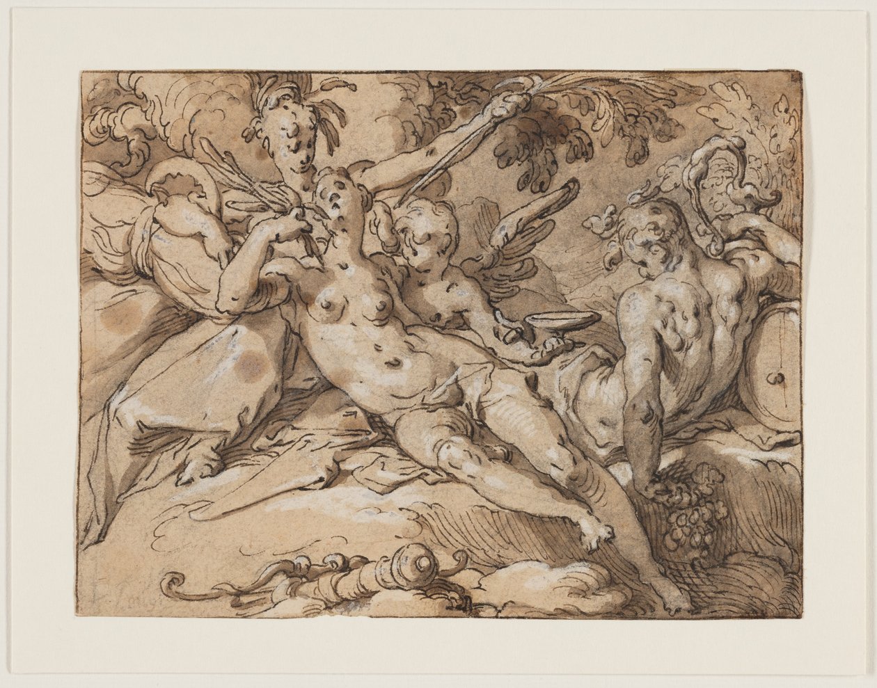Wenus i Bachus (bez Ceres i Bachusa Wenus fryzowałaby) autorstwa Abraham Bloemaert