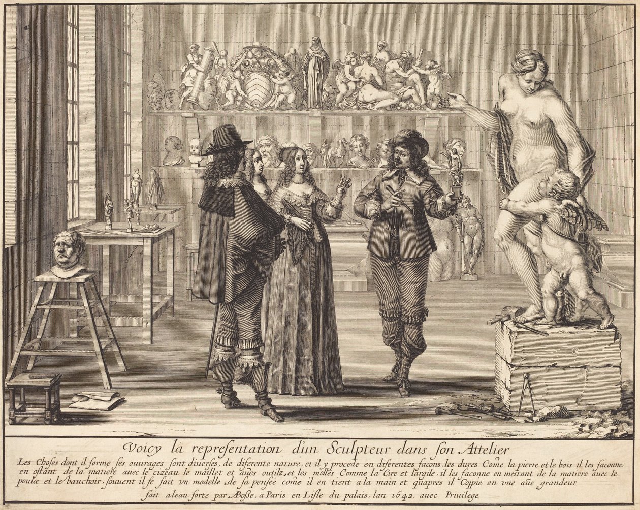 Rzeźbiarz w swoim atelier autorstwa Abraham Bosse