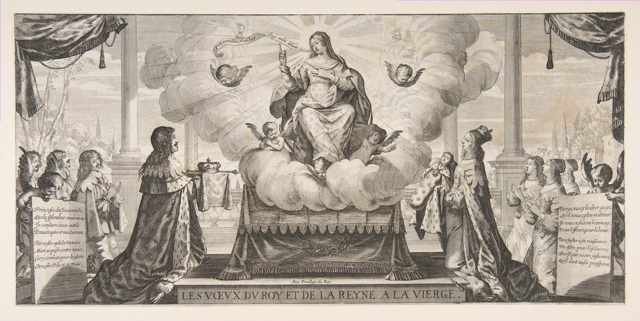 Almanach do 1639: Ludwik XIII i Anna Austriacka Powierzenie królestwa i księciu un..., 1639. autorstwa Abraham Bosse