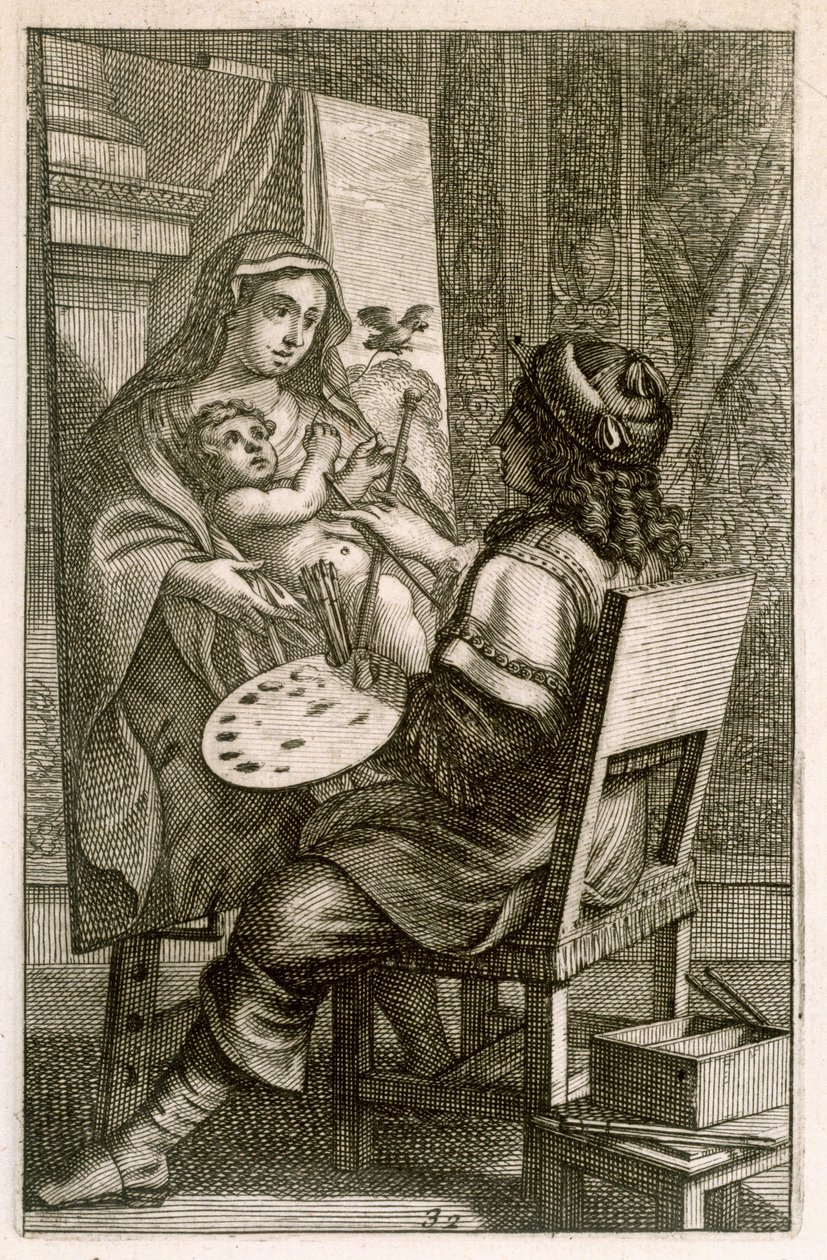 Artysta przy pracy, z „Recueil de Figures...”, wyd. Paryż, 1737 autorstwa Abraham Bosse