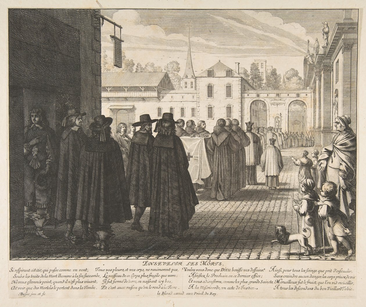 Pogrzeb zmarłych Ensevelir les morts. autorstwa Abraham Bosse
