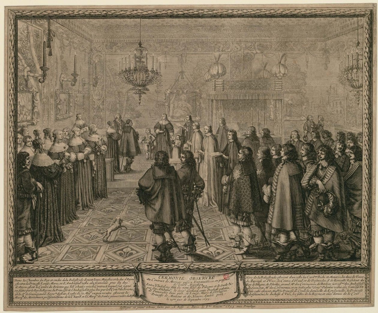 Ceremonia przy kontrakcie małżeńskim zawartym w Fontainebleau w obecności Ich Królewskich Mości między Władysławem IV, królem Polski i Szwecji [...] autorstwa Abraham Bosse