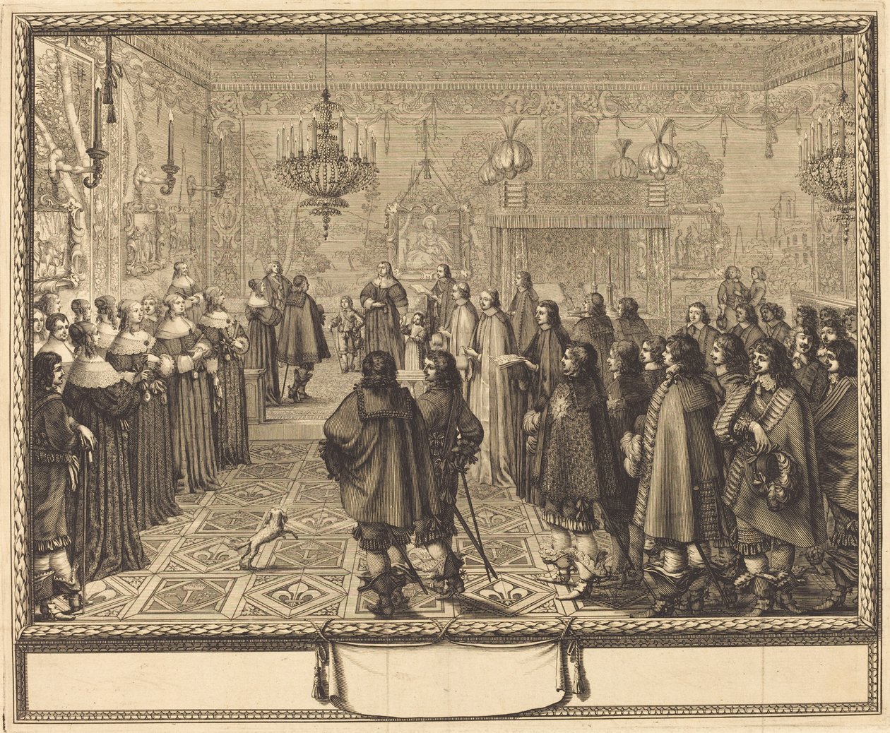 Ceremonia zawarcia małżeństwa między Władysławem IV, królem Polski, a Ludwiką Marią z Gonzagi, księżniczką Mantui, w Fontainbleau autorstwa Abraham Bosse
