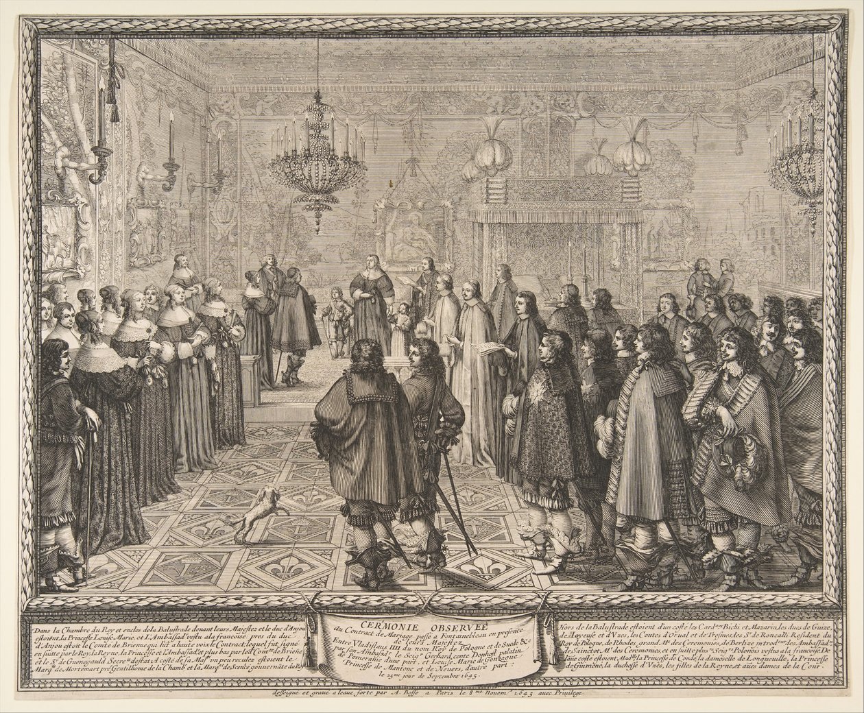 Ceremonia zawarcia małżeństwa Władysława IV króla polskiego z Marią Ludwiką..., 1645. autorstwa Abraham Bosse