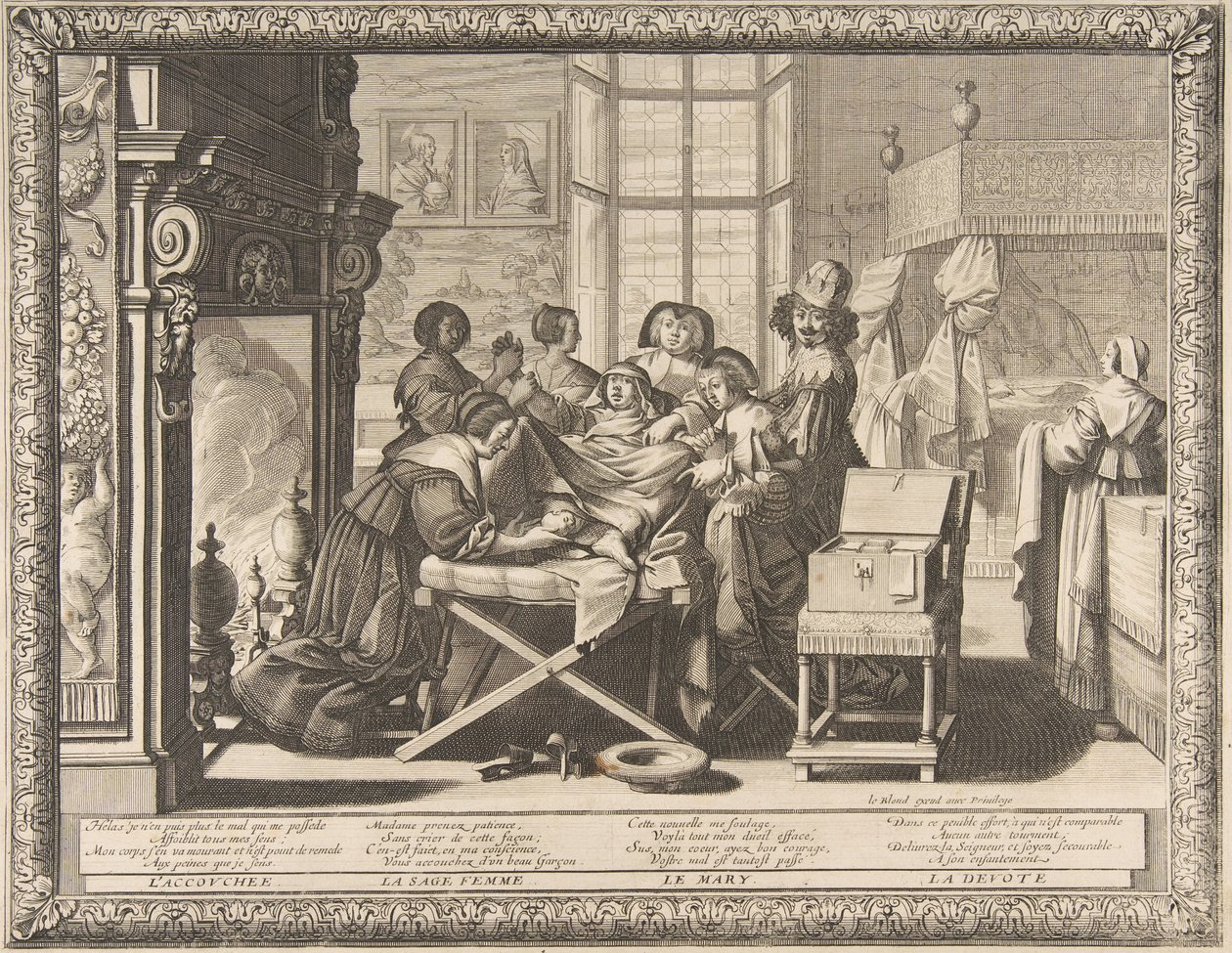 Poród, 1633. autorstwa Abraham Bosse