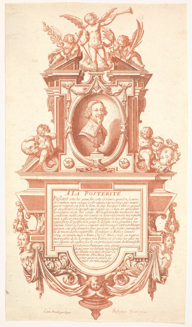 Epitafium i portret Jacquesa Callota, 1635-36. autorstwa Abraham Bosse