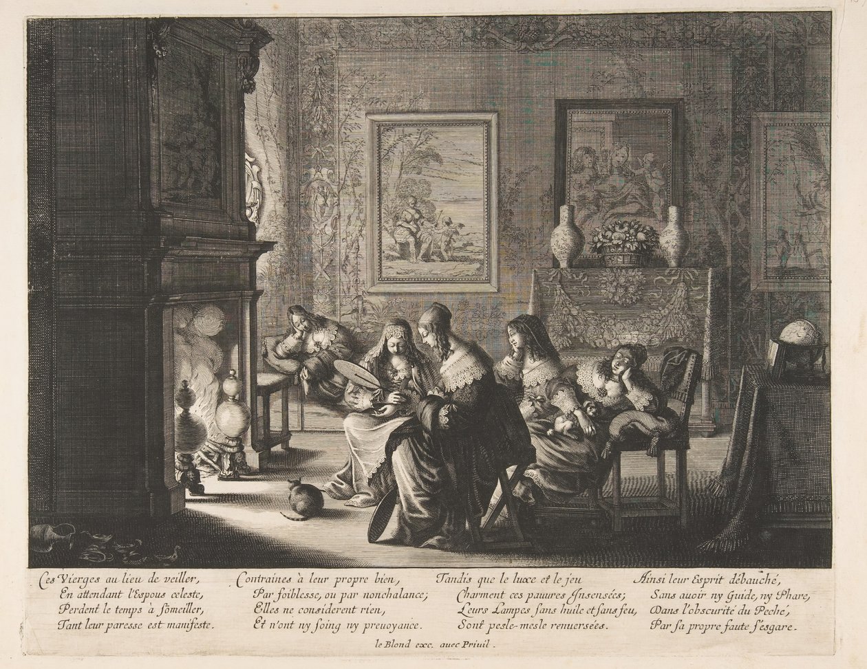 Głupie śpiące dziewice, ok. godz. 1635. autorstwa Abraham Bosse