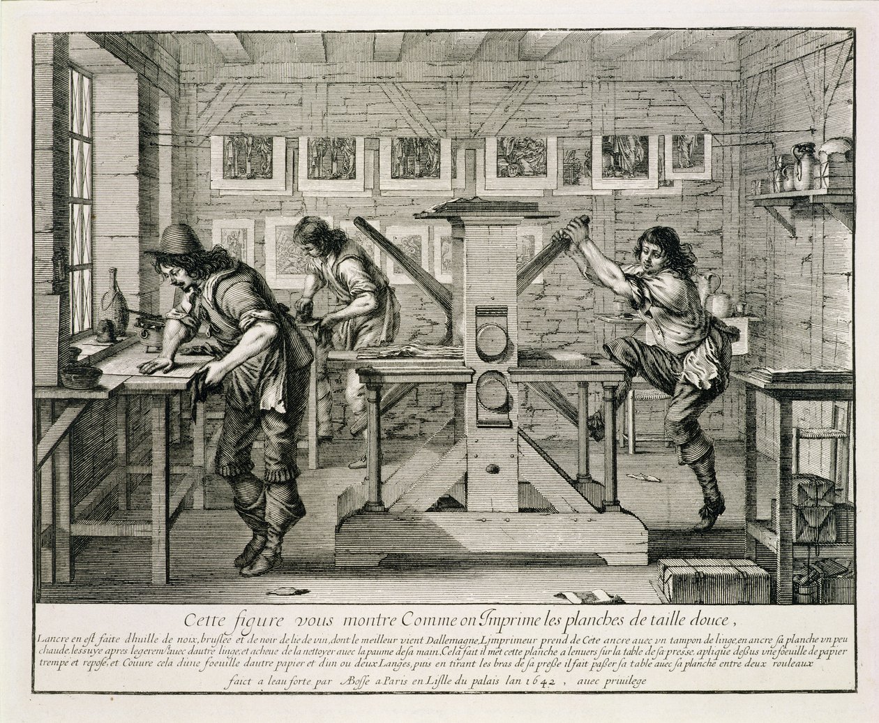 Francuska prasa drukarska, 1642 autorstwa Abraham Bosse