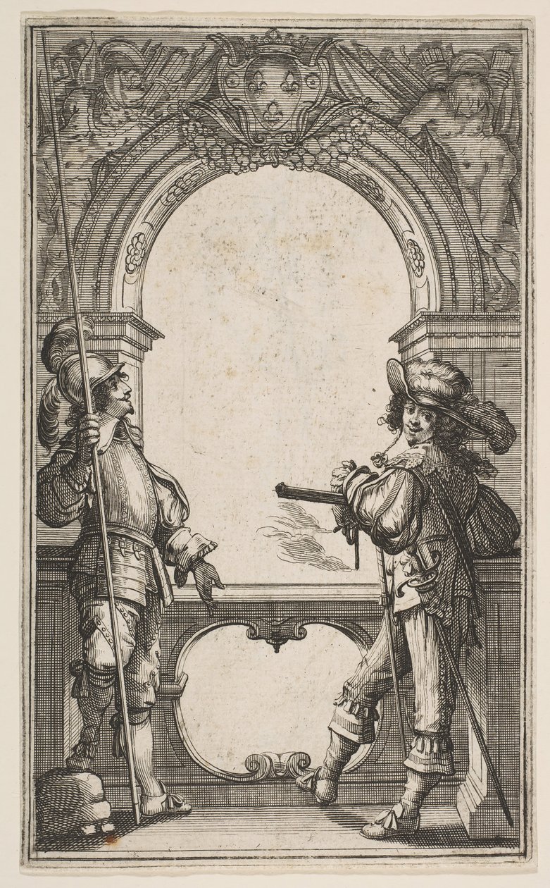 Frontyspis do Gwardii Francuskiej, 1632. autorstwa Abraham Bosse
