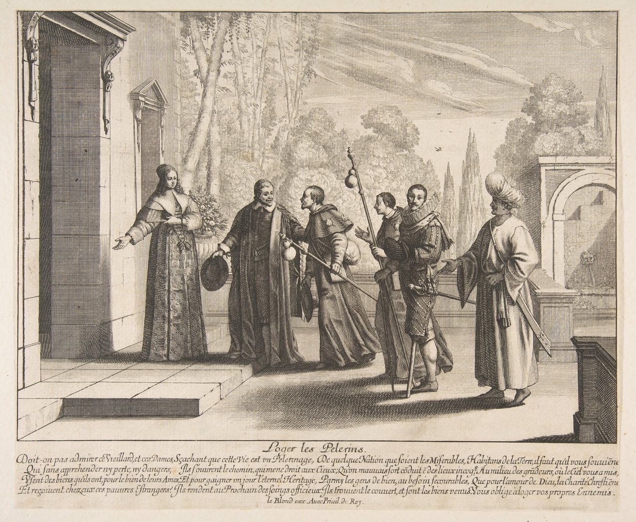 Zakwaterowanie Pielgrzymów, prawdopodobnie 1635. autorstwa Abraham Bosse