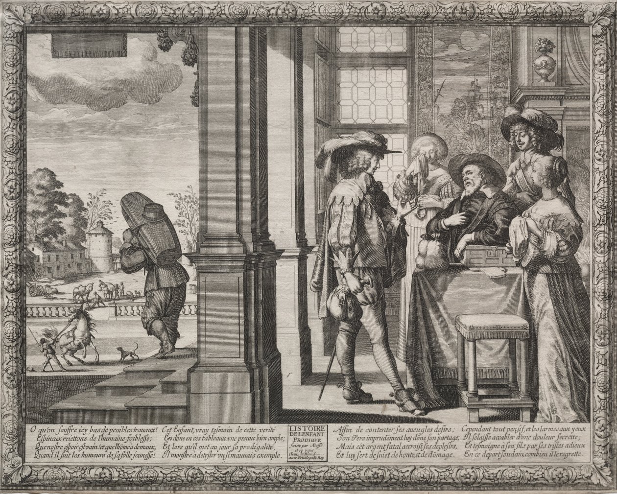 Syn marnotrawny: syn marnotrawny żegnający się z rodzicami autorstwa Abraham Bosse