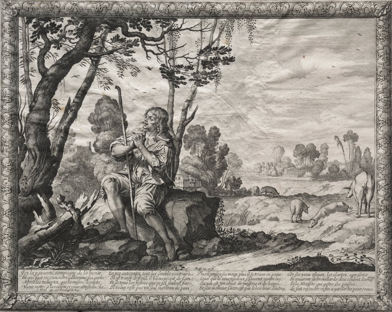Syn marnotrawny: marnotrawny pasący świnie autorstwa Abraham Bosse