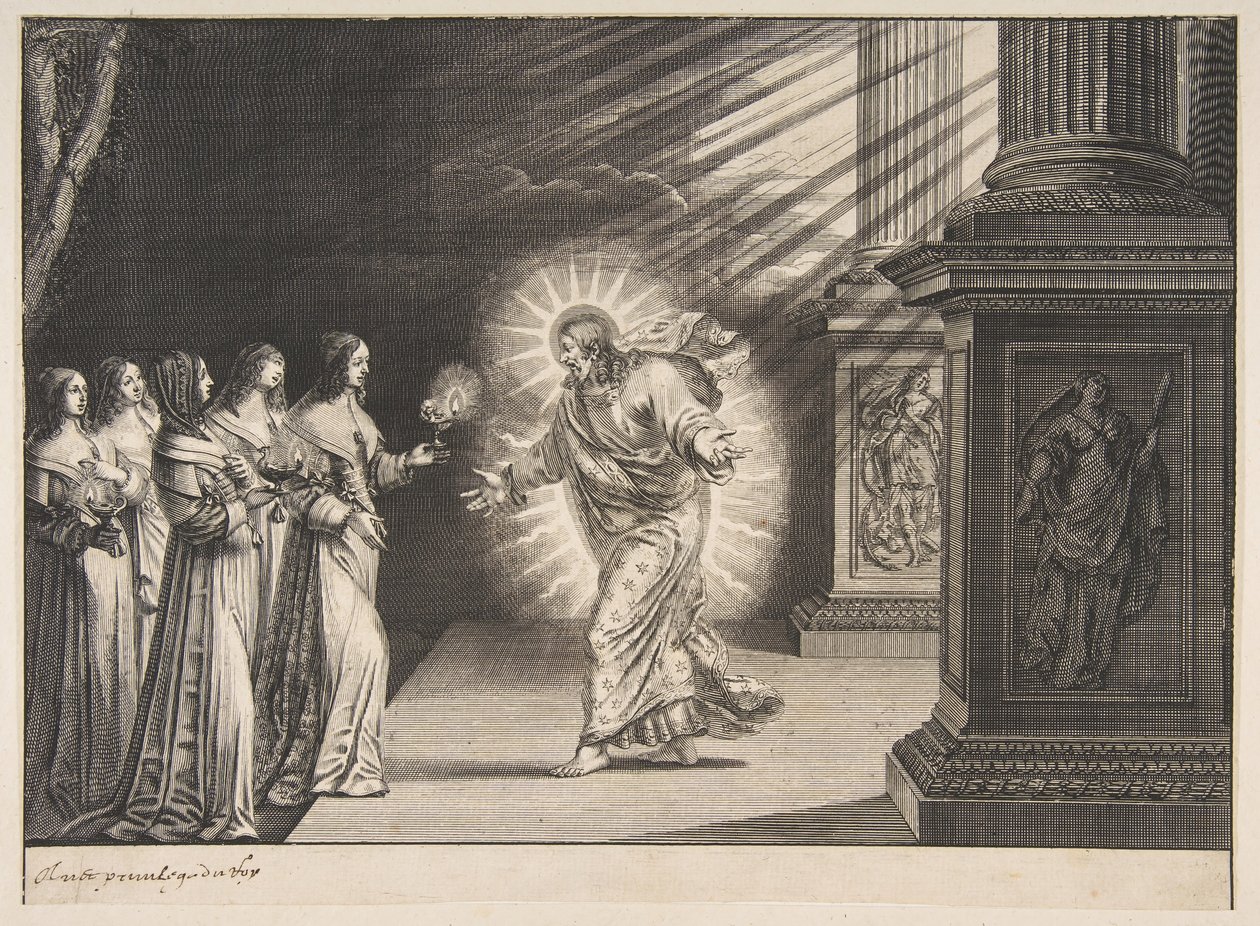 Mądre Panny przed Chrystusem, ca. 1635. autorstwa Abraham Bosse