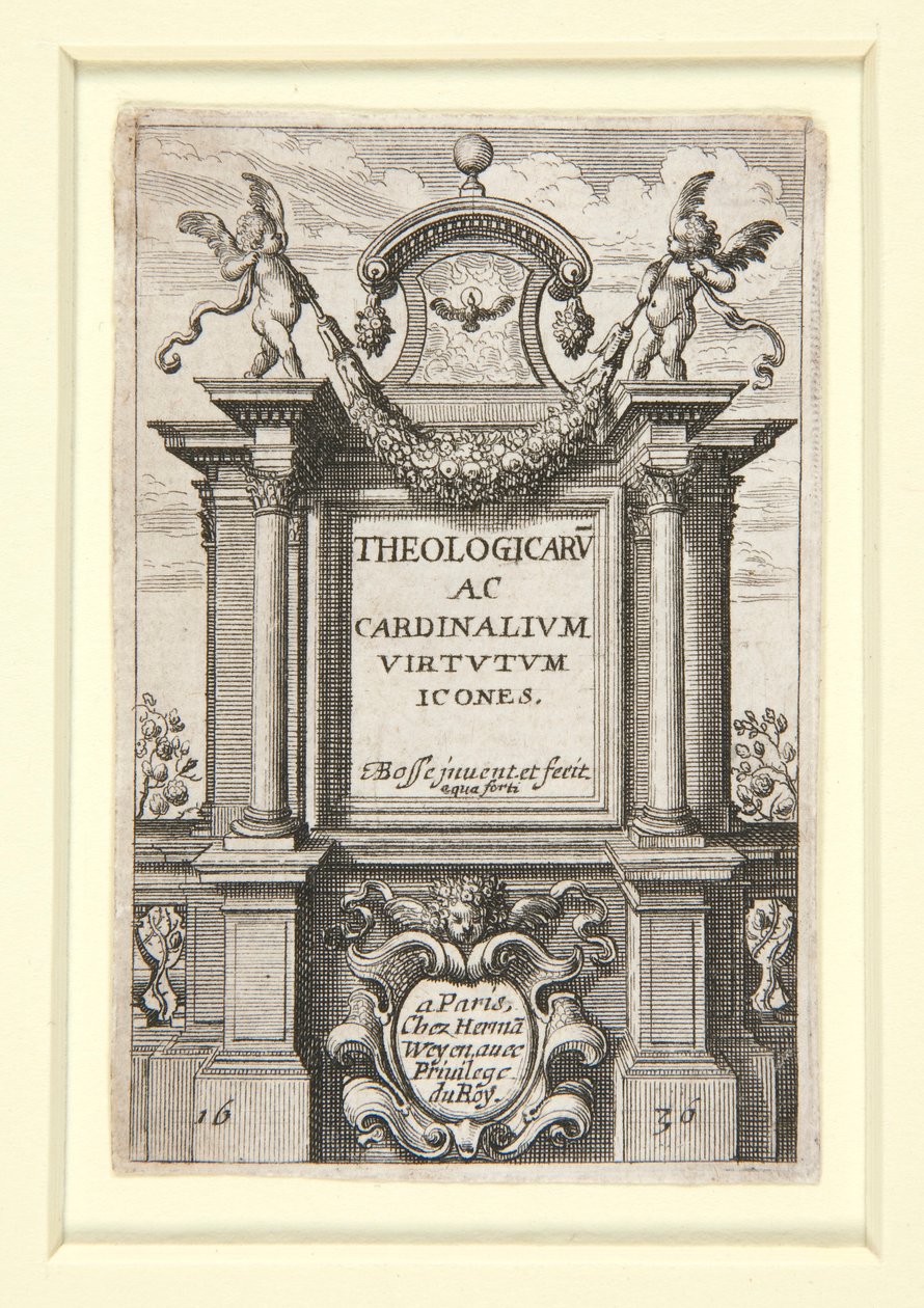 Strona tytułowa ikon cnót teologicznych i kardynalskich autorstwa Abraham Bosse