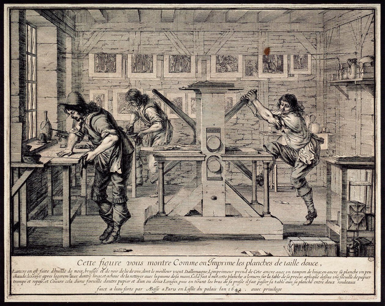 Warsztat rytownika, 1642. autorstwa Abraham Bosse