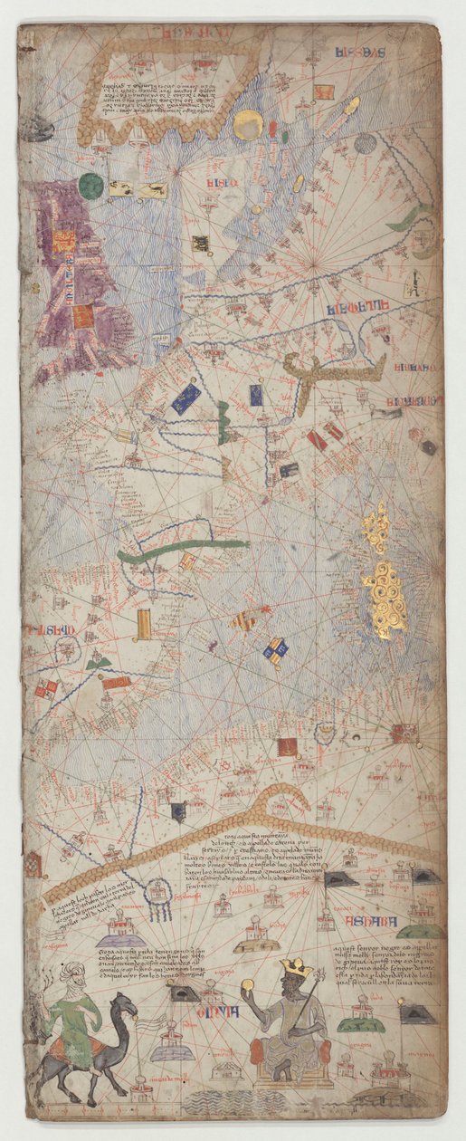 Atlas kataloński, arkusz 6, 1375 autorstwa Abraham Cresques