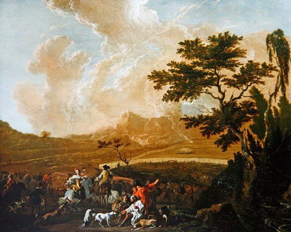 Polowanie (olej na panelu) autorstwa Abraham Danielsz. Hondius