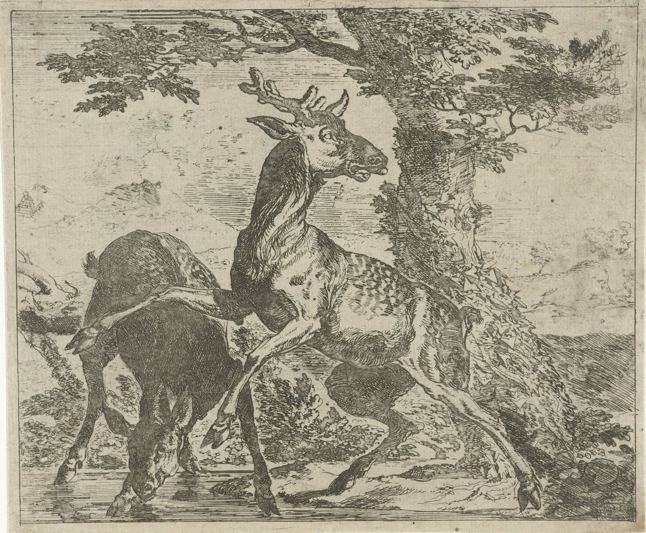 zaskakujący jeleń Różne zwierzęta (tytuł serii) autorstwa Abraham Danielsz. Hondius