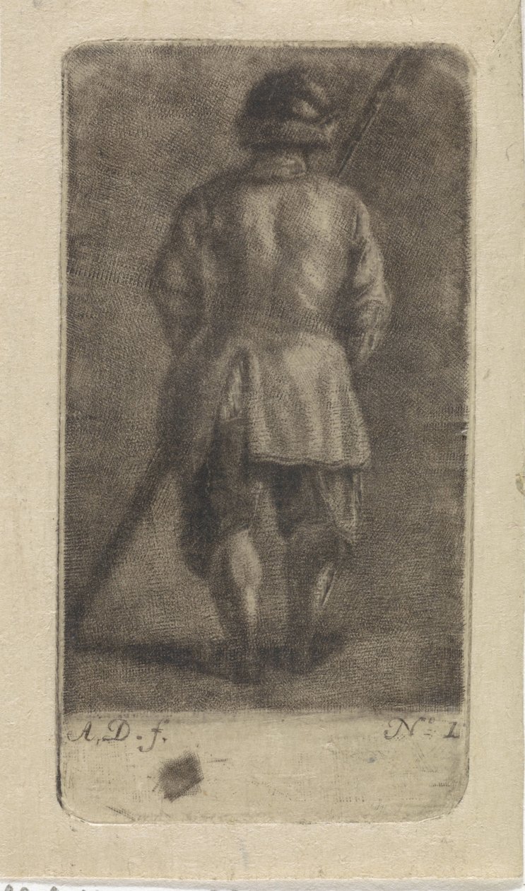 Mężczyzna z kijem, widziany od tyłu autorstwa Abraham Delfos