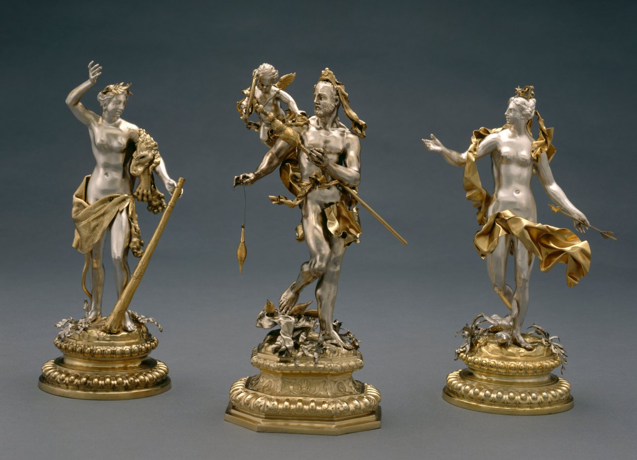 Herkules, Omphale i Wenus, ok. 1695-1700 (częściowo platerowane srebrem) autorstwa Abraham Drentwett