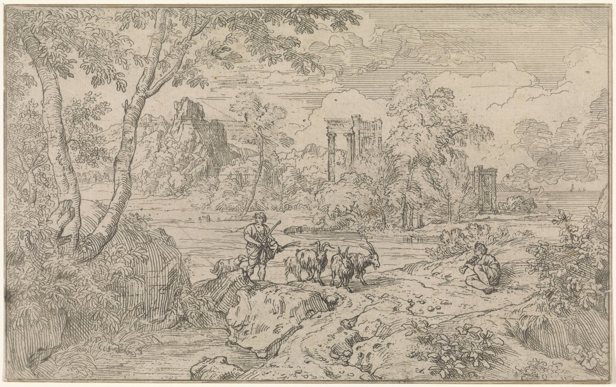 Arkadyjski krajobraz z pastuchem autorstwa Abraham Genoels