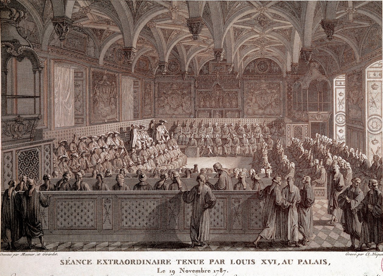 Pierwsza Rewolucja Francuska: Nadzwyczajna sesja Ludwika XVI (1754-1793) w Pałacu Wersalskim, 19 listopada autorstwa Abraham Girardet