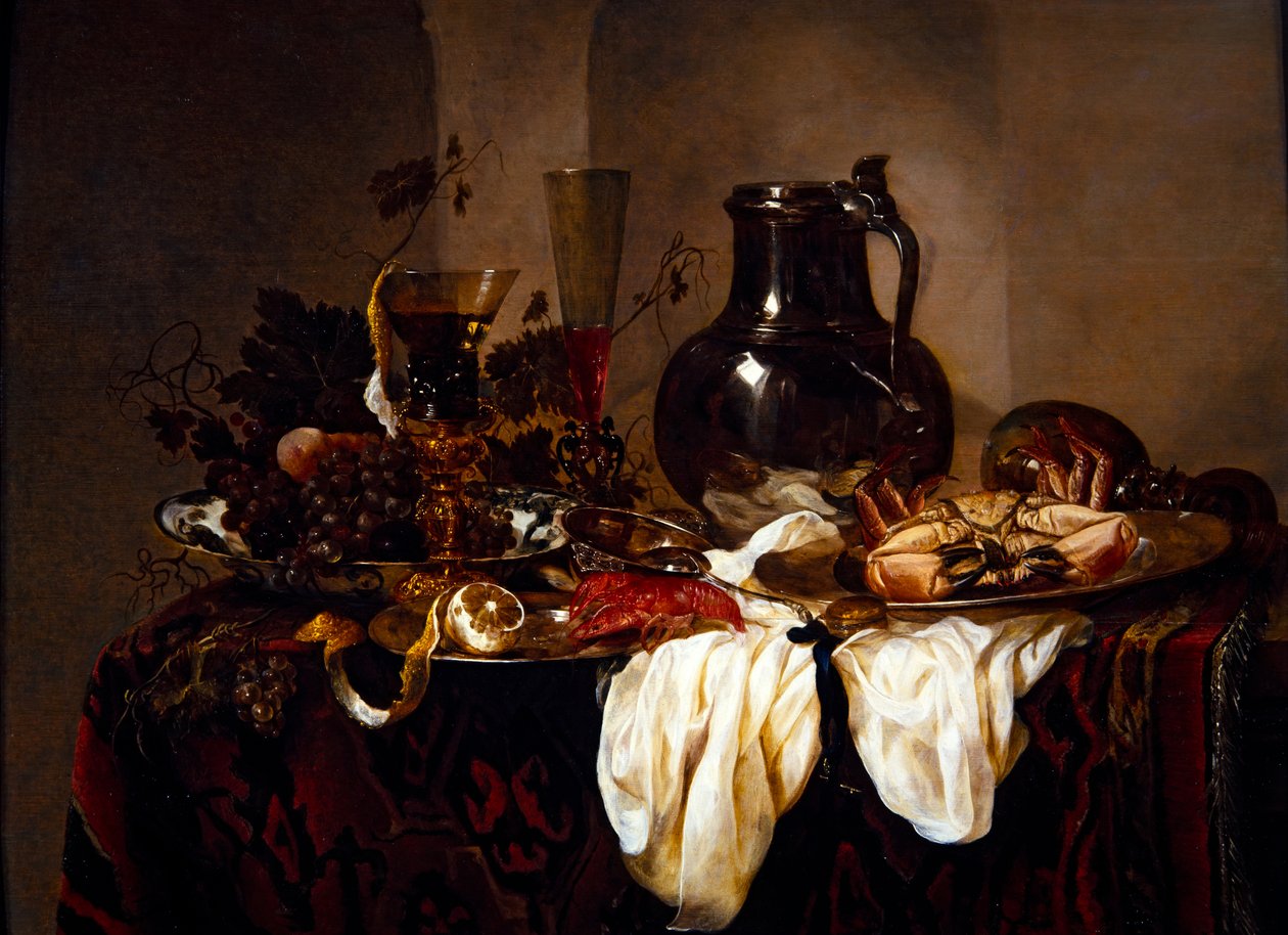 Martwa natura z dzbanem i skorupiakami autorstwa Abraham Hendricksz van Beyeren