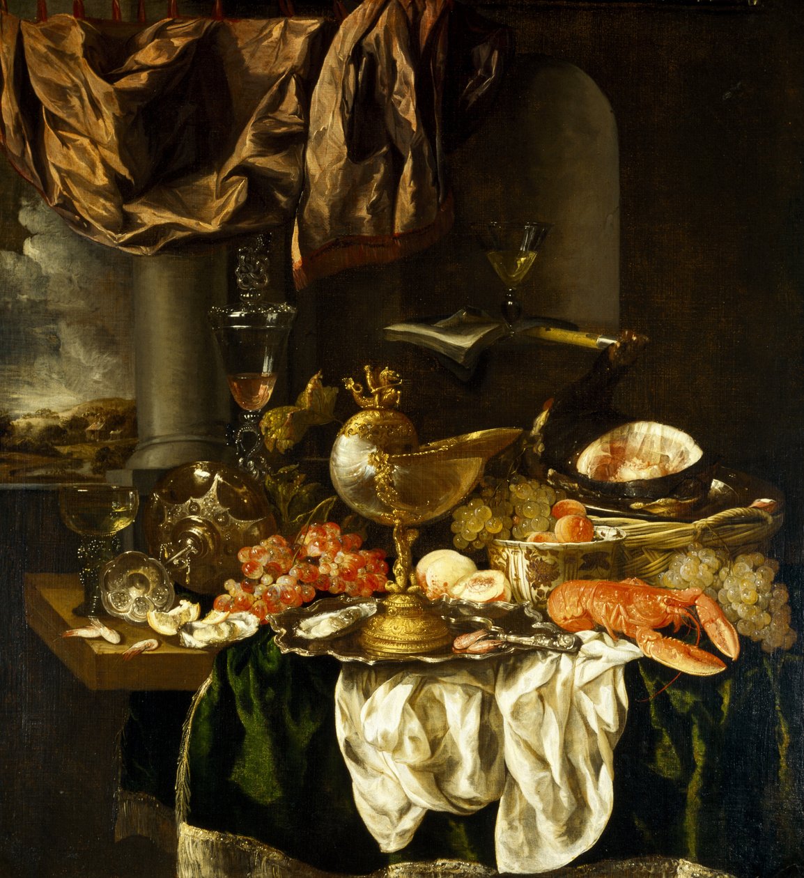 Martwa natura z krajobrazem, 1650 autorstwa Abraham Hendricksz van Beyeren