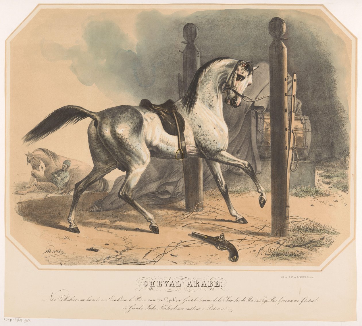 Koń arabski – Godert van der Capellen Cheval Arabe (tytuł na obiekcie) autorstwa Abraham Hendrik Winter