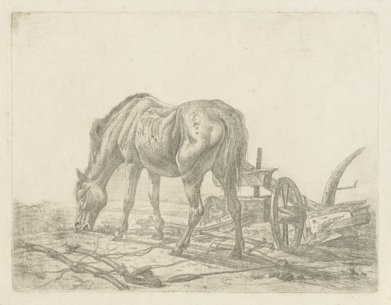 Niewyszkolony koń z pługiem autorstwa Abraham Hendrik Winter