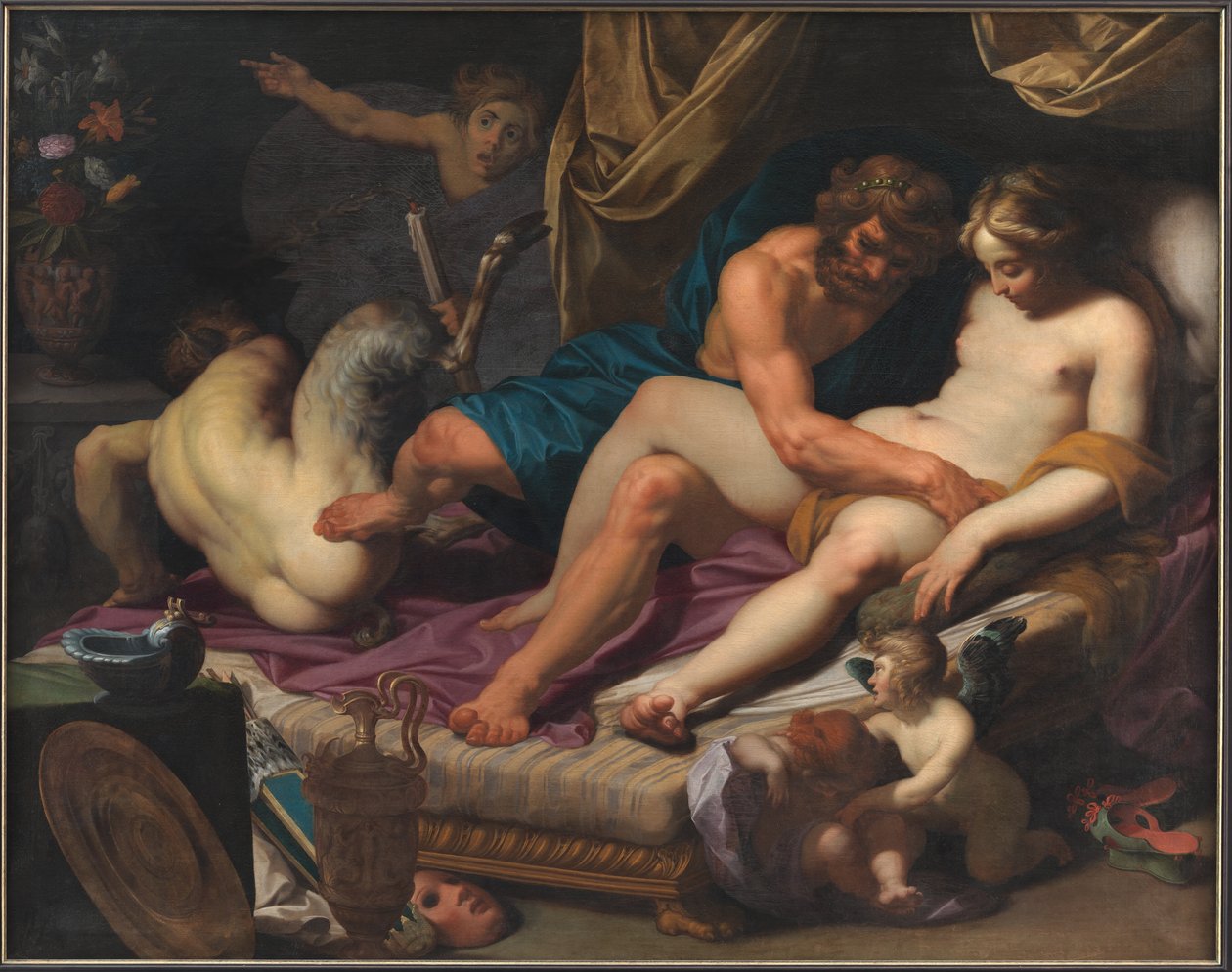 Herkules wyrzucający Fauna z łóżka Omfale autorstwa Abraham I Janssens