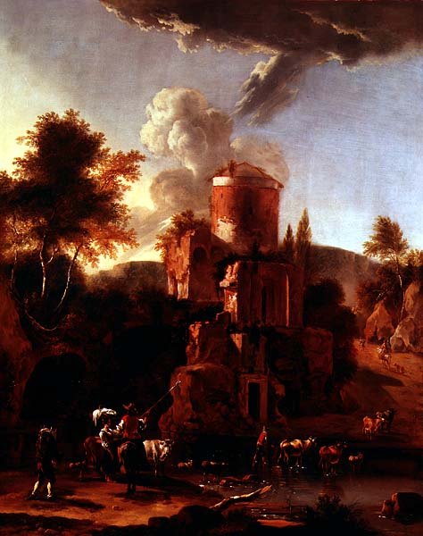 Włoski pejzaż z ruinami autorstwa Abraham Jansz Begeyn