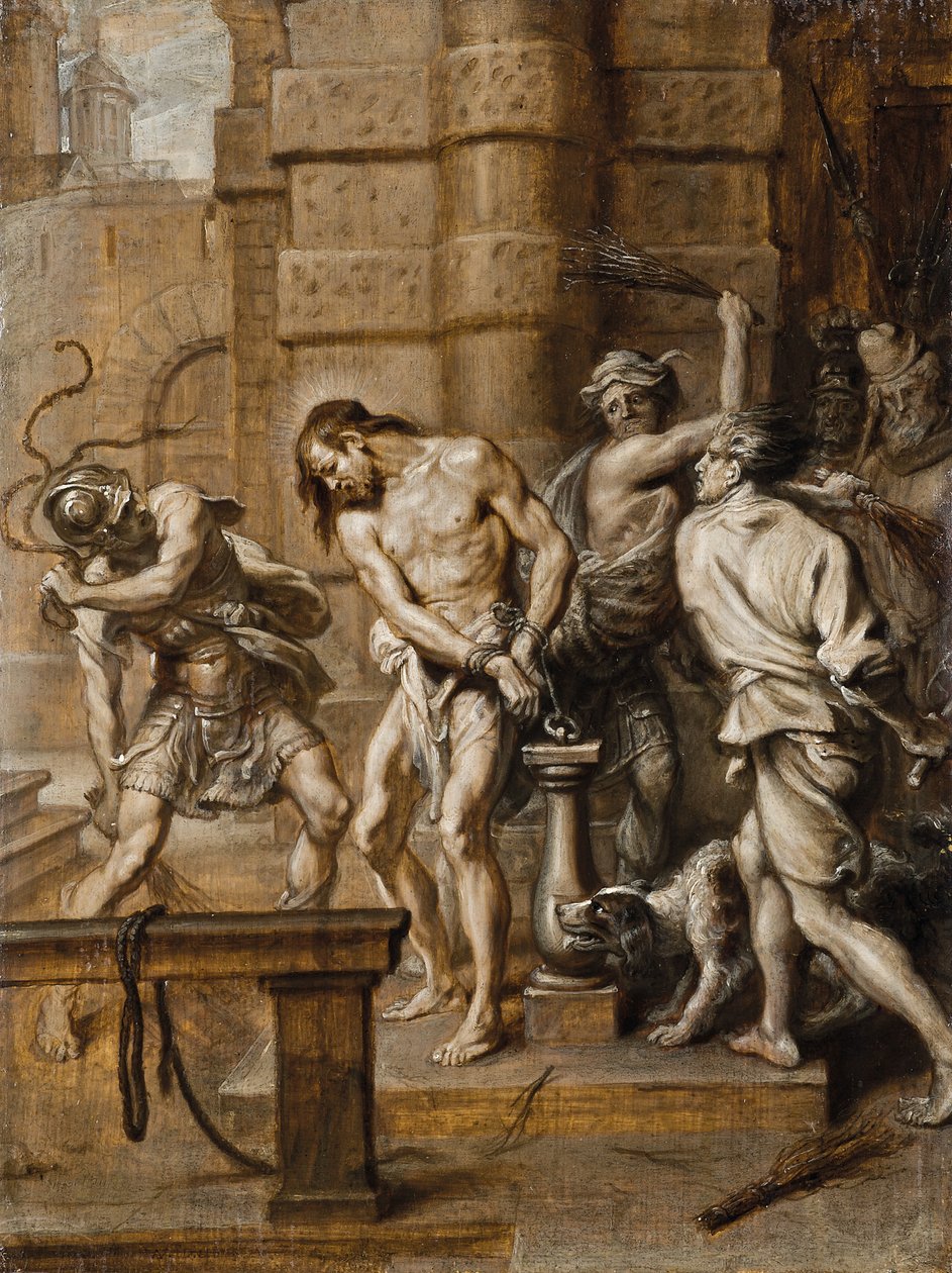 Biczowanie, w brunaille autorstwa Abraham Jansz. van Diepenbeeck