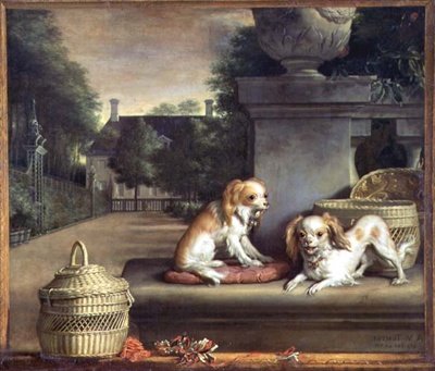 Dwa psy w parku autorstwa Abraham Lambertsz van den Tempel