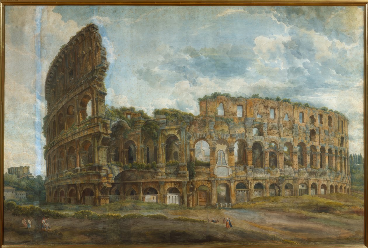 Widok z zewnątrz na Koloseum w Rzymie autorstwa Abraham Louis Rodolphe Ducros