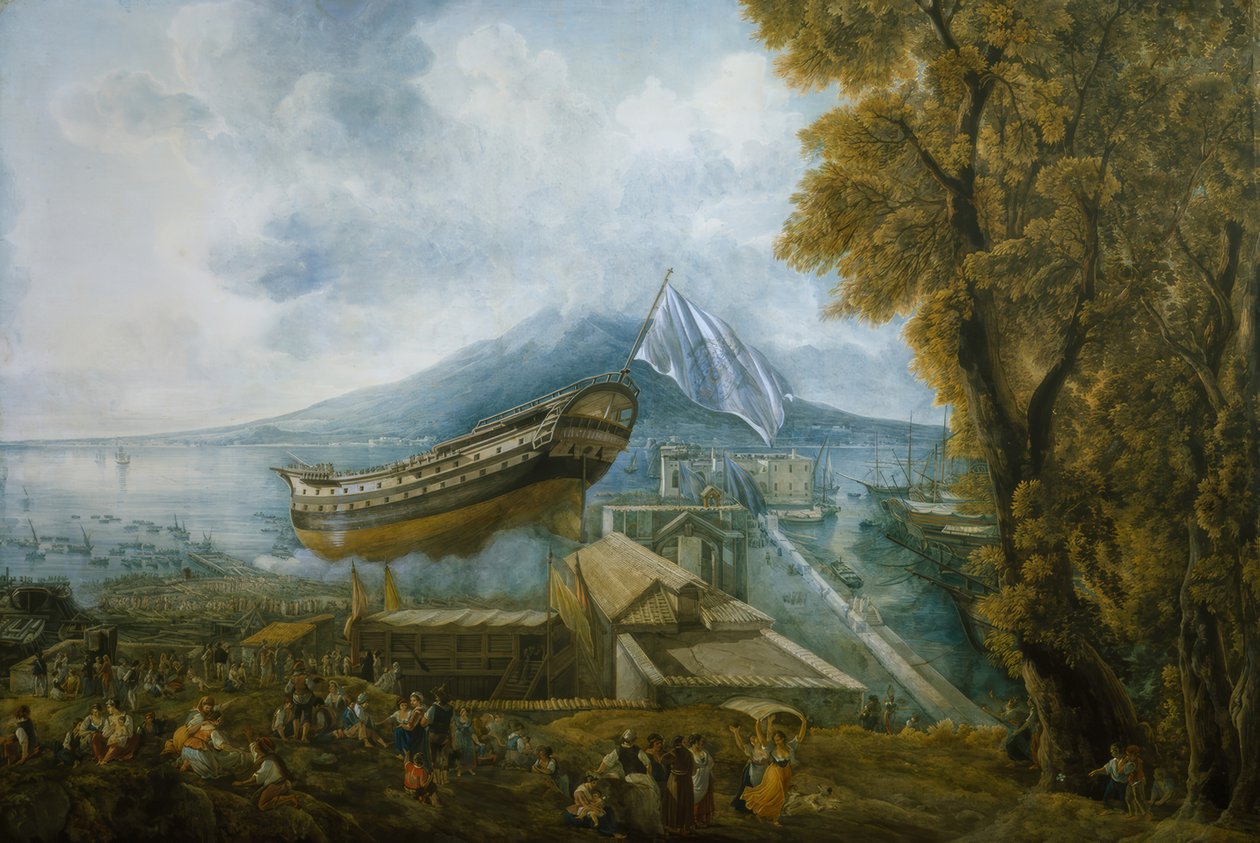 Uruchomienie "Archimede" autorstwa Abraham Louis Rodolphe Ducros