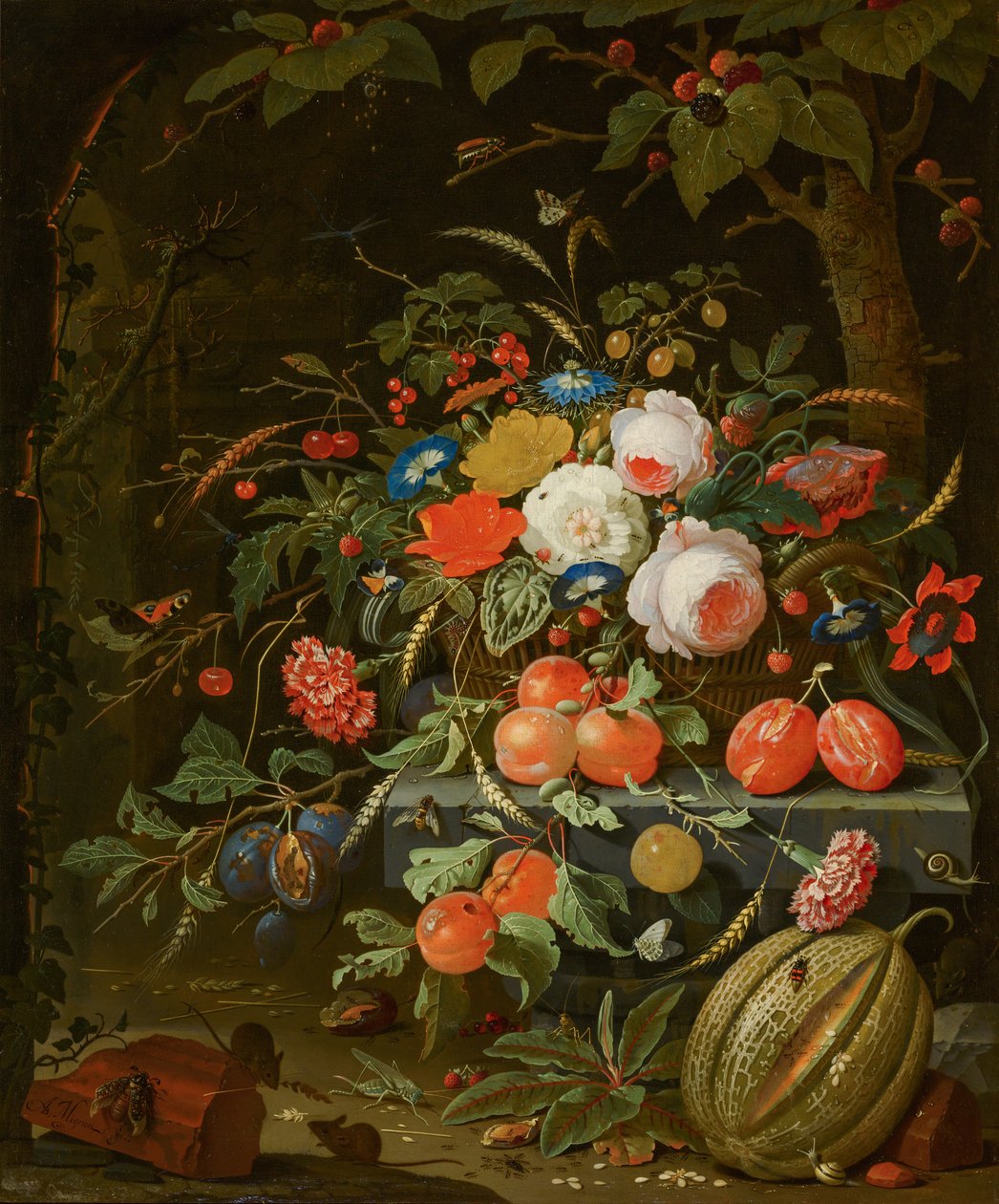 Kwiaty i owoce autorstwa Abraham Mignon