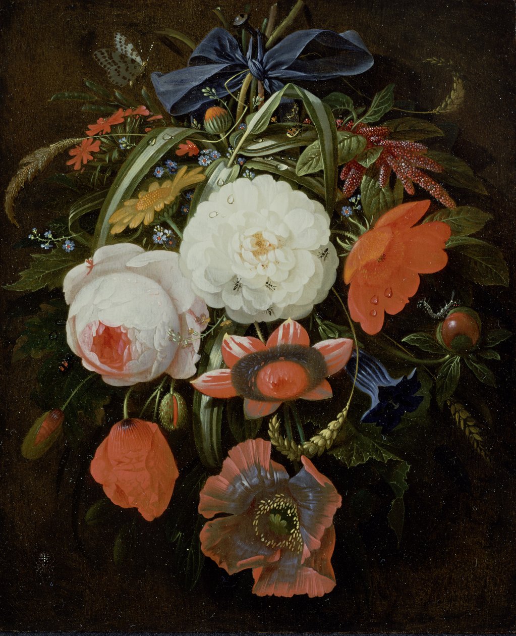 Martwa natura z wiszących kwiatów autorstwa Abraham Mignon