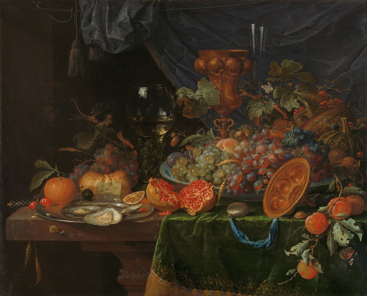 Martwa natura z owocami i ostrygami autorstwa Abraham Mignon