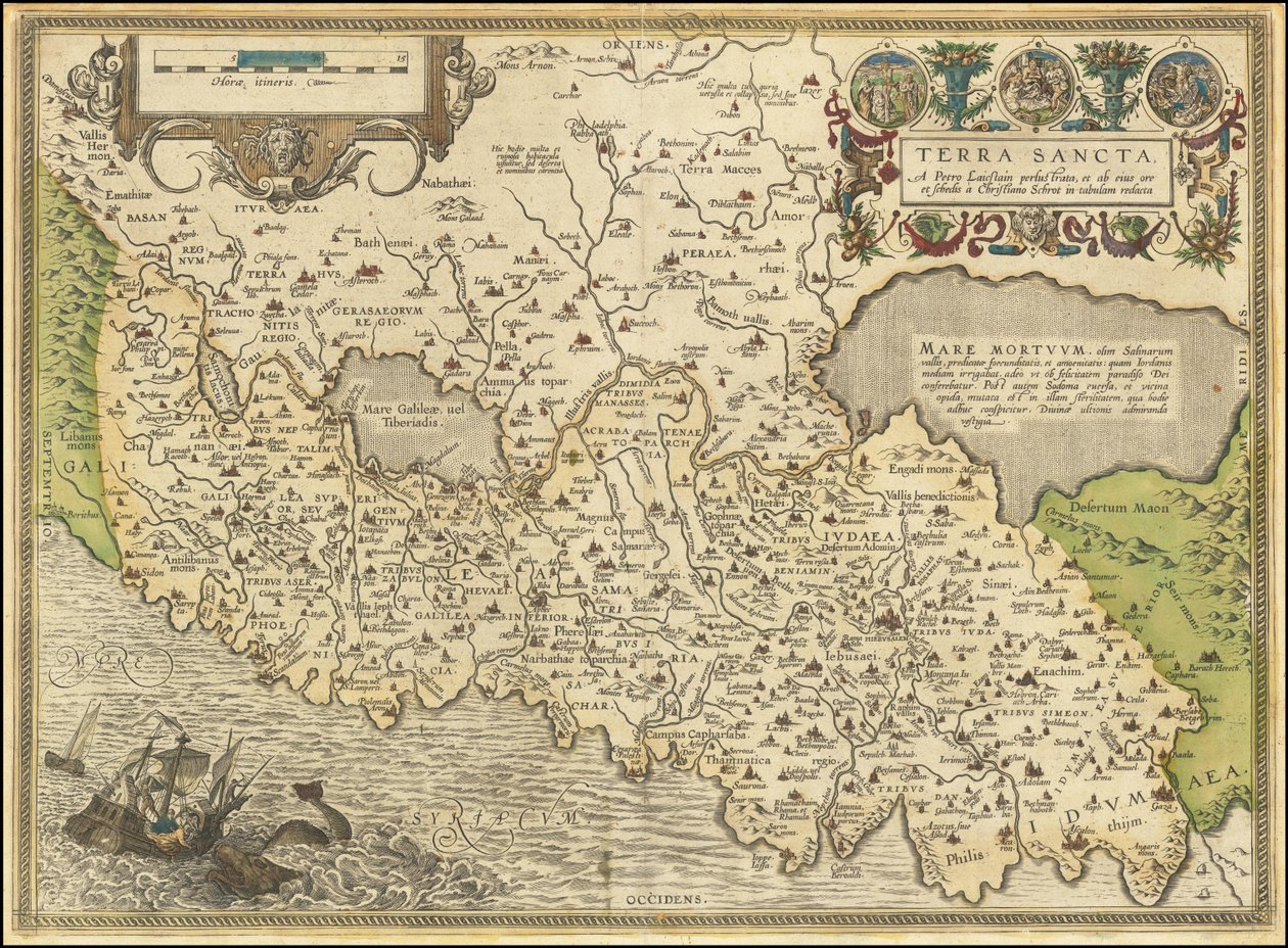 1584 mapa - Terra Sancta, a Petro Laicstain perlustrata, et ab eius ore et schedis a Christiano Schrot in tabulam redacta autorstwa Abraham Ortelius