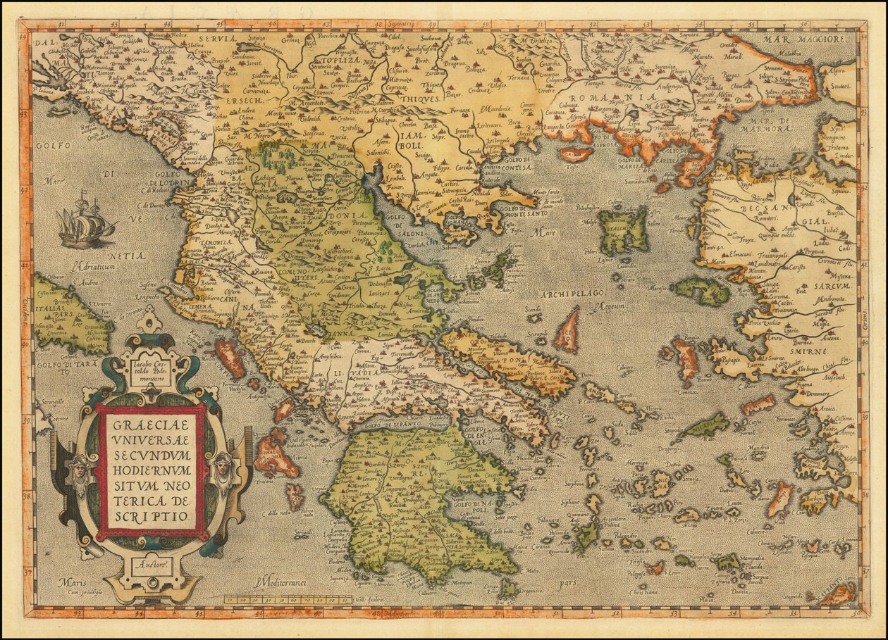 Mapa Grecji z 1584 r. autorstwa Abrahama Orteliusa autorstwa Abraham Ortelius