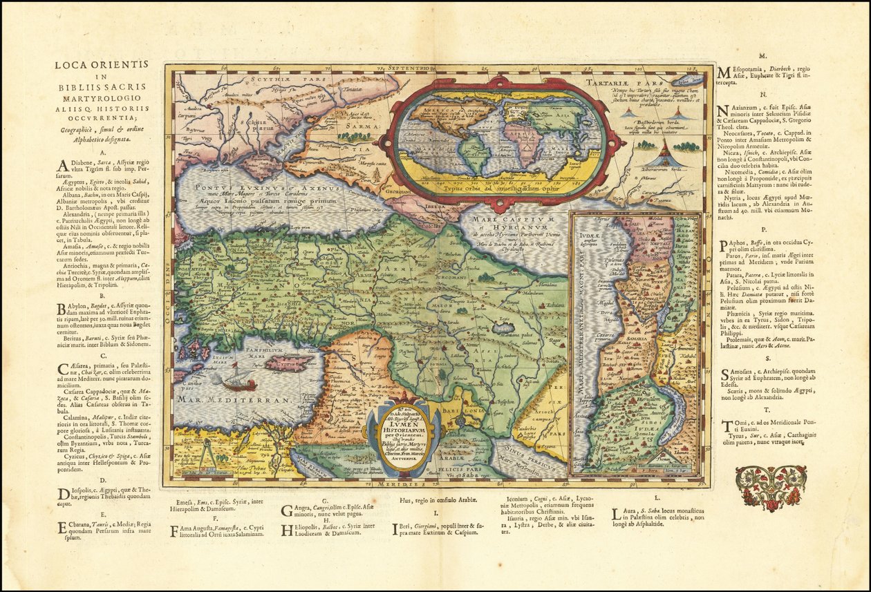 Mapa świata starożytnego z 1624 r. oparta na Biblii autorstwa Abrahama Orteliusa autorstwa Abraham Ortelius