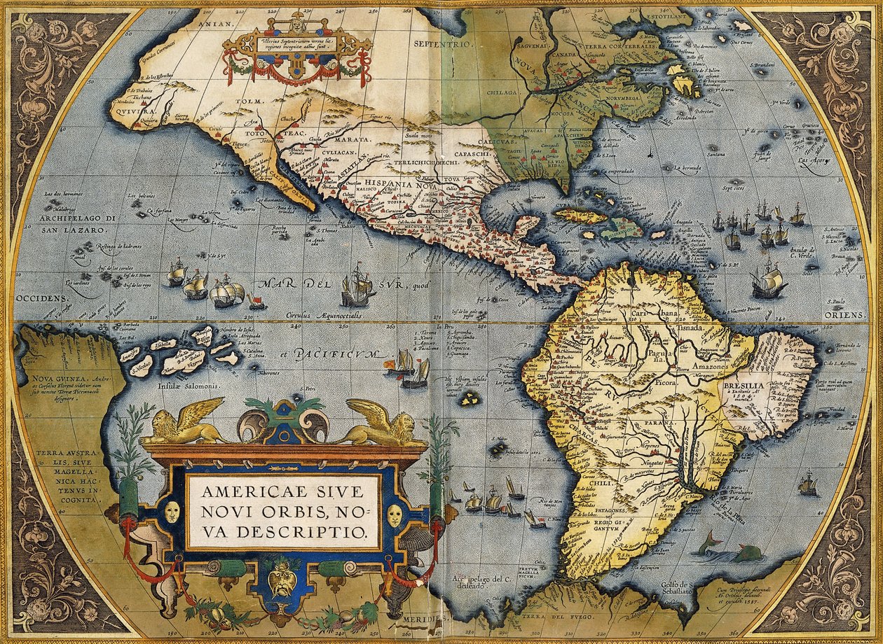 Mapa Ameryki, 1612 autorstwa Abraham Ortelius
