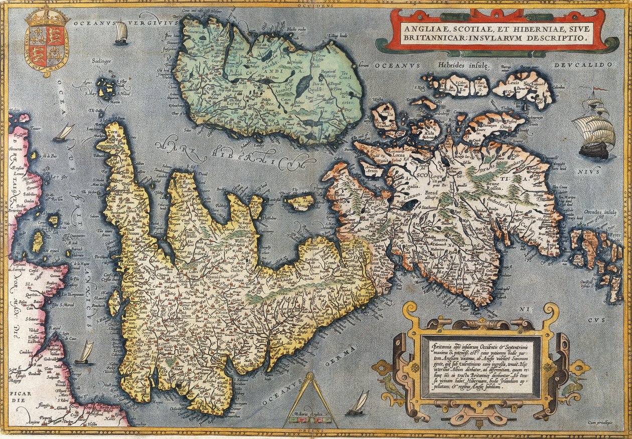 Mapa Wielkiej Brytanii, 1587 autorstwa Abraham Ortelius