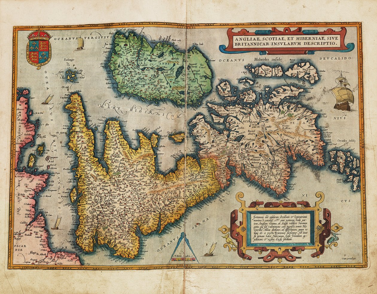 Angliae, Scotiae, et Hiberniae, sive Britannicar: Insularum descriptio (Anglia, Szkocja i Irlandia, zwane inaczej Wyspami Brytyjskimi) autorstwa Abraham Ortelius