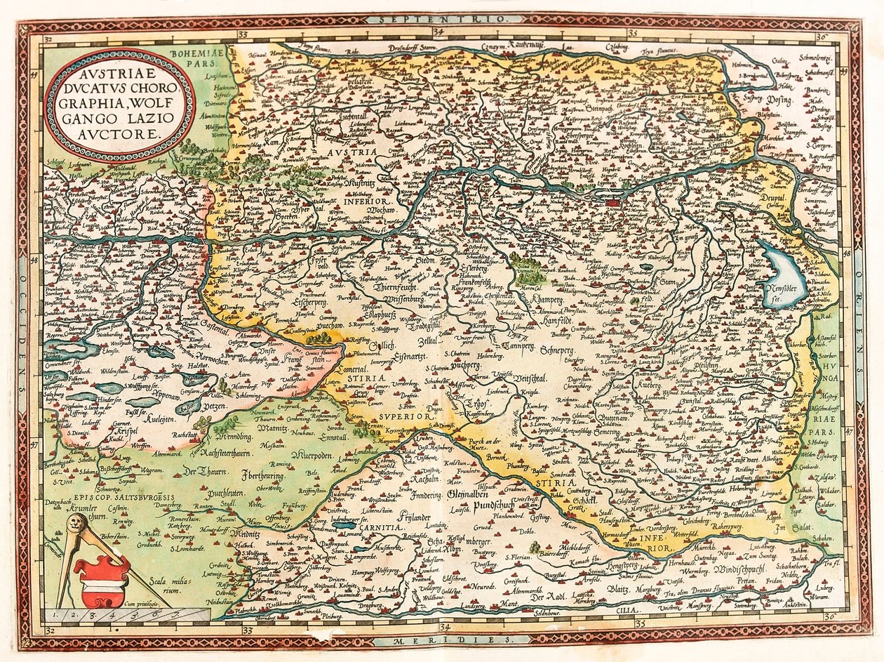 Austria Ducatus Chorographia Wolfgango Lazio Auctore Mapa Austrii Ducatus Chorographia Wolfgango Lazio Auctore Austria Ducatus Chorographia Wolfgango Lazio Auctore autorstwa Abraham Ortelius