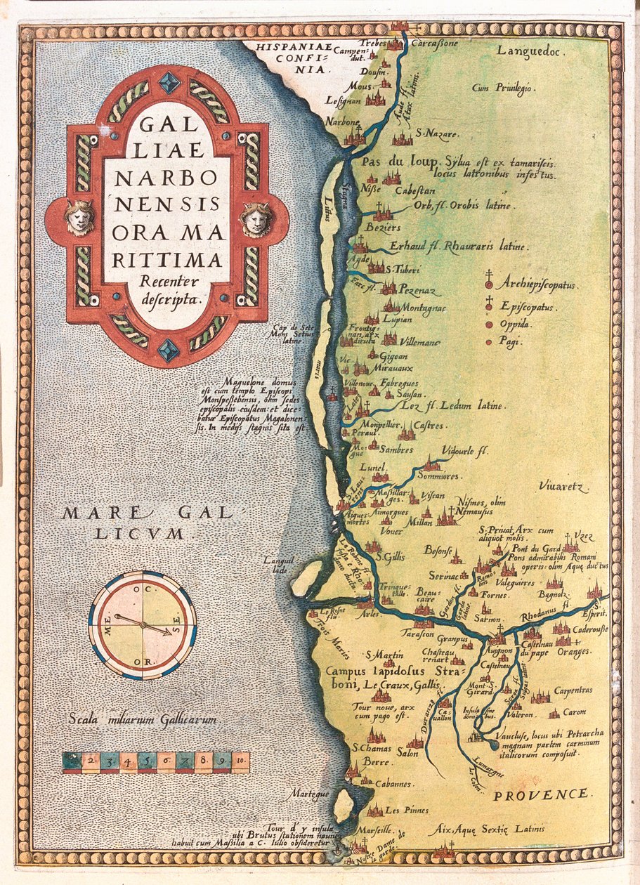 Langwedocja-Roussillon, Prowansja-Alpy-Lazurowe Wybrzeże, Francja autorstwa Abraham Ortelius