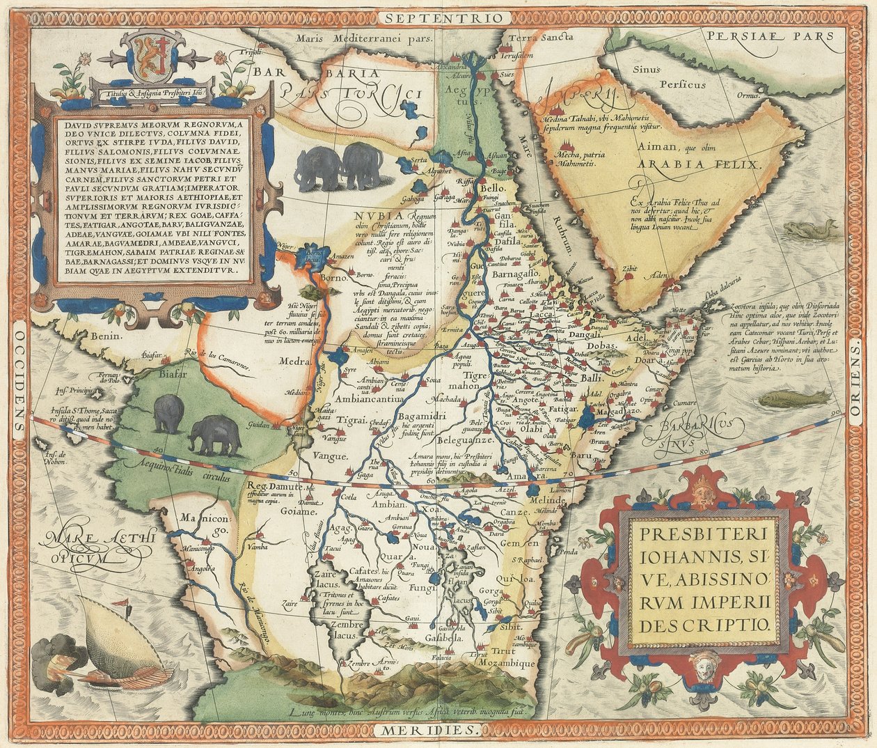 Mapa Afryki i Półwyspu Arabskiego, autorstwa Abraham Ortelius
